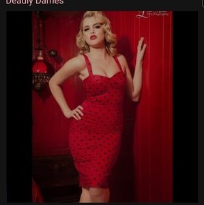 Deadly Dames Vamp dress red polka dot XS
